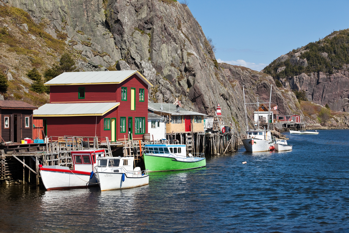 Narrow channel of water between Quidi Vidi Lake and the Atlantic Ocean, Quidi-Vidi Gut is lined with fishing sheds (or stages) on stilts that are still used today by local fishermen to bring in their catch and store their gear.
