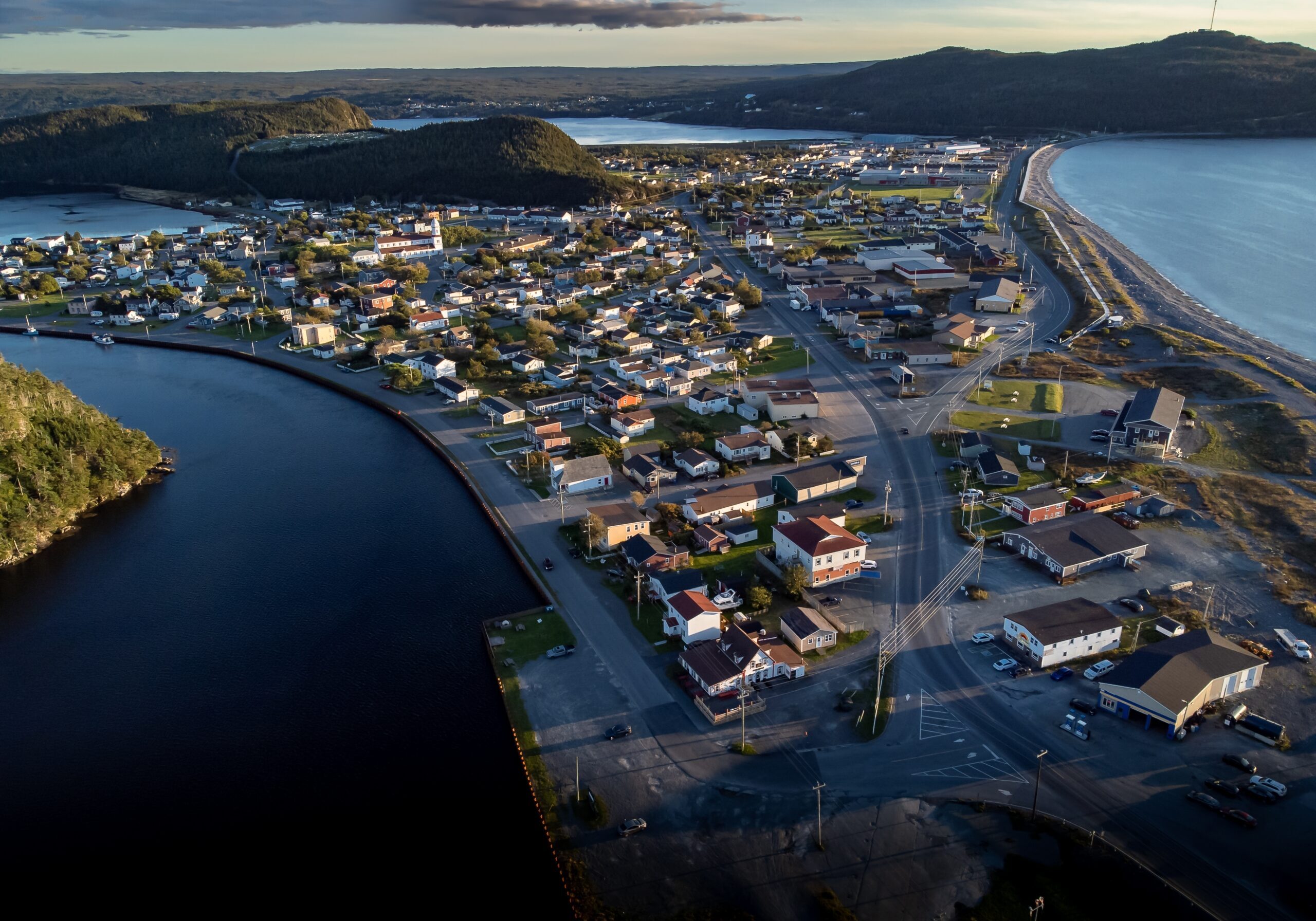 Aerial,Sand,Spit,Town,Of,Placentia,Newfoundland,Overlooking,The,East